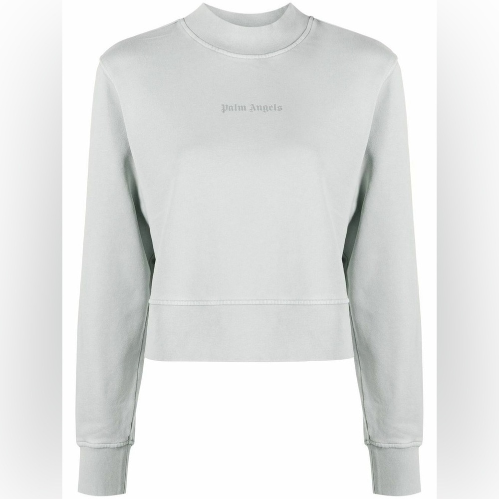 NWOT Palm Angels Reversed Logo Crewneck Sweatshirt Boxy Fit Grey Medium - Picture 1 of 13